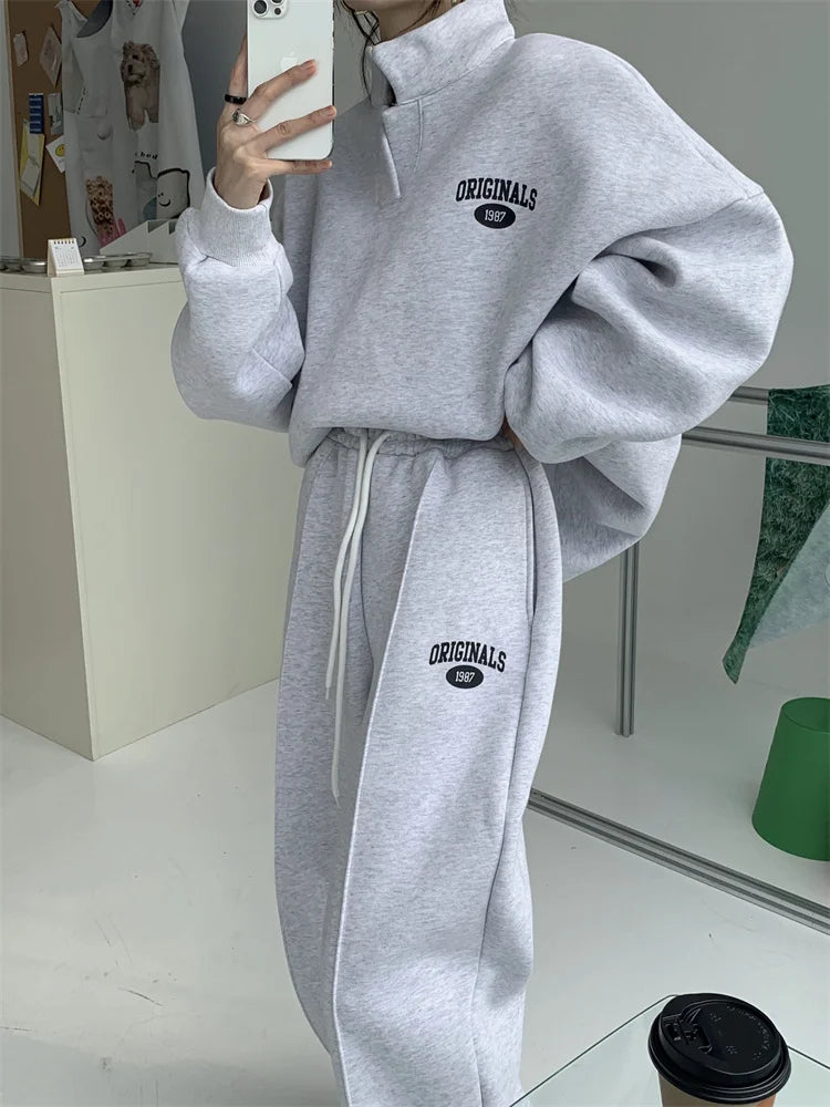 Cotton Sweatshirt Suit Oversized Set