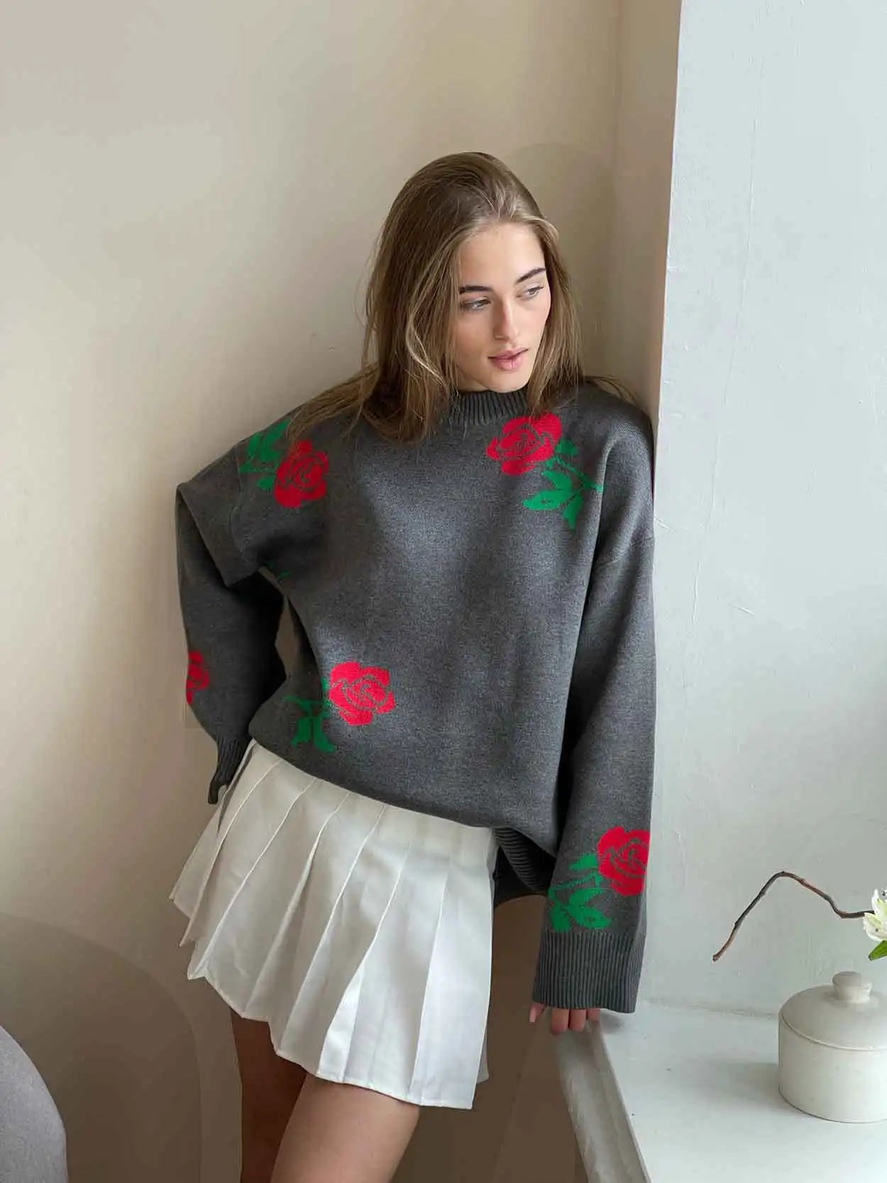 Flower Print Sweater