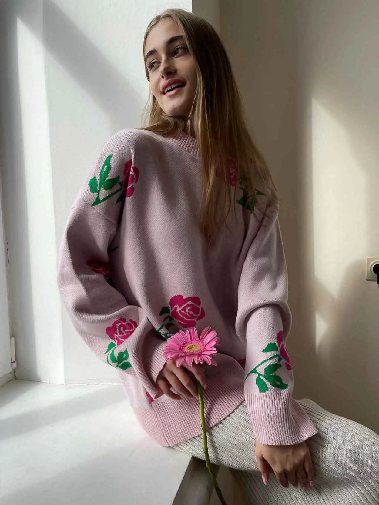 Flower Print Sweater