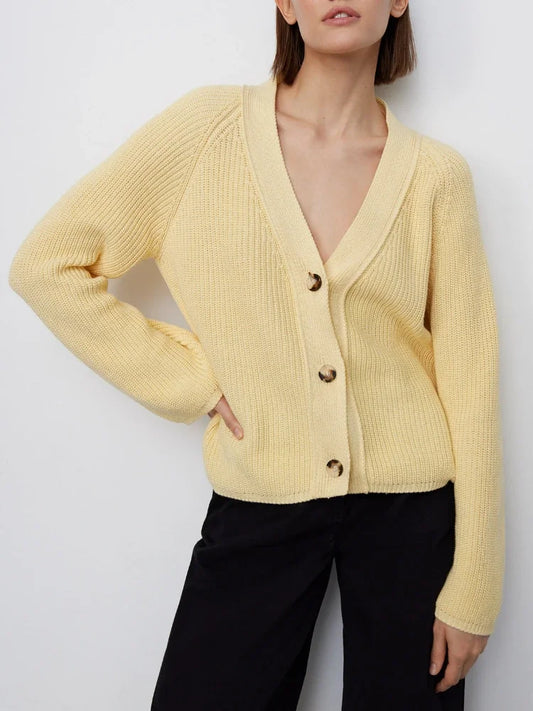 V-Neck Cropped Cardigan